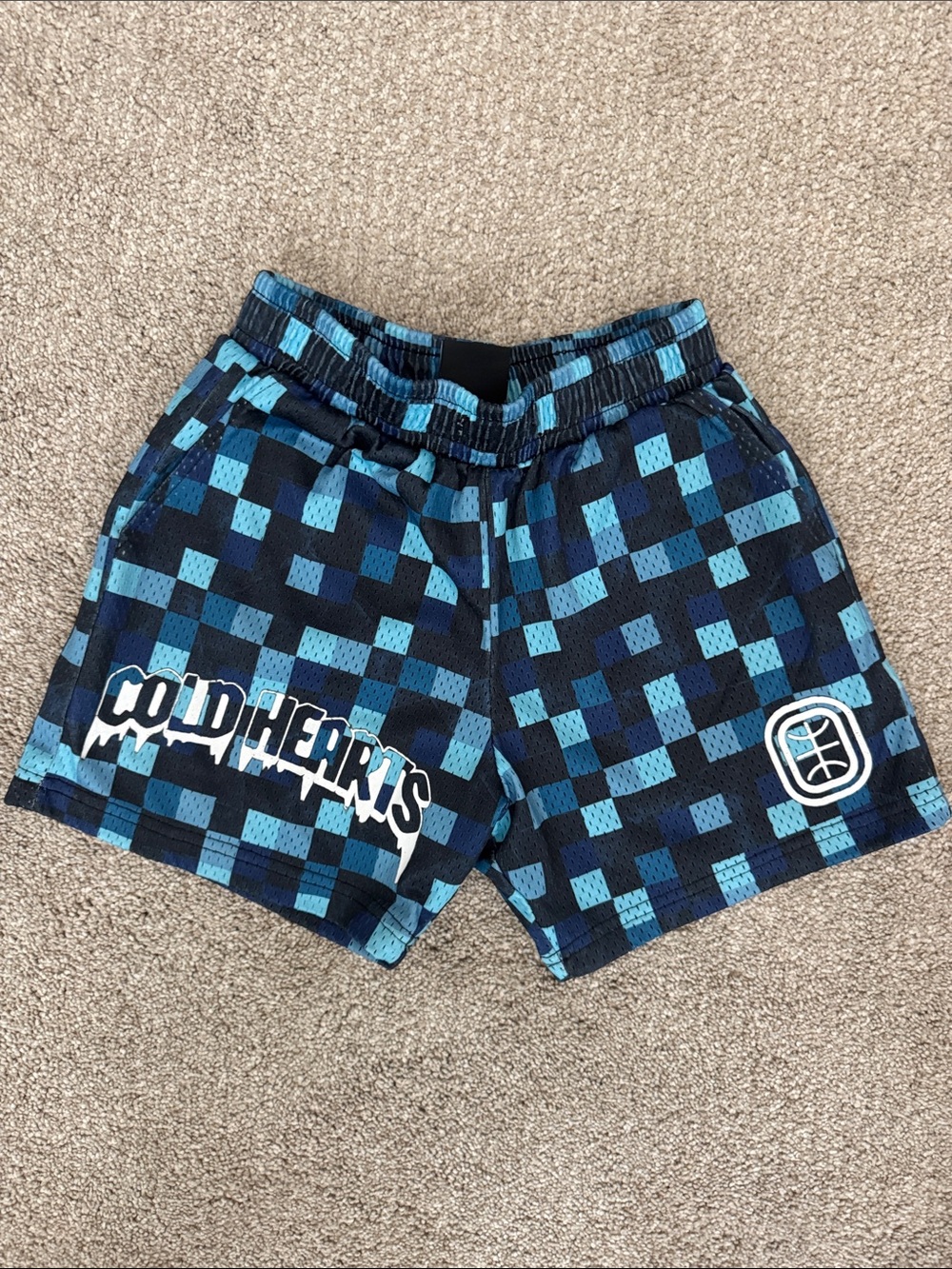 Cold Hearts Kids Blue Check Athletic Shorts